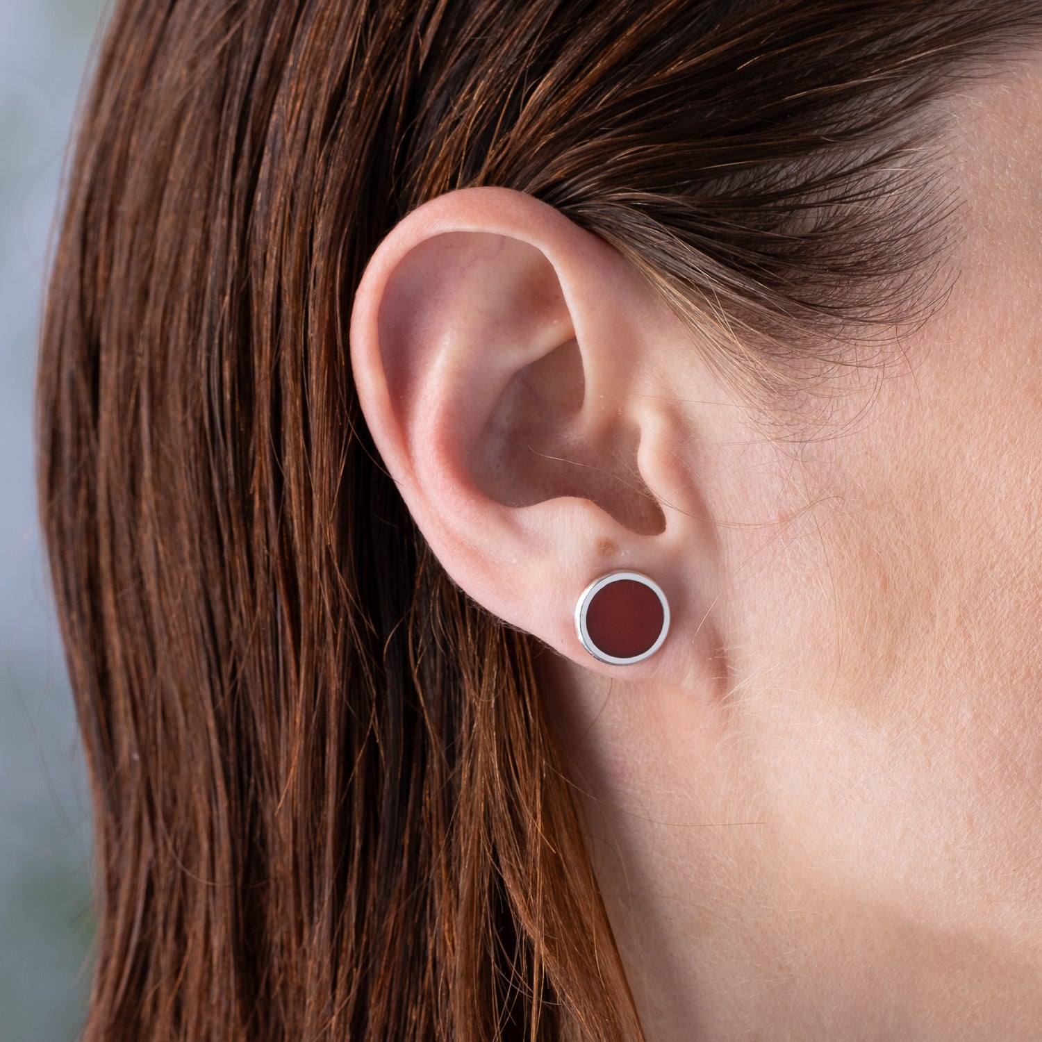ear silver studs karnelian