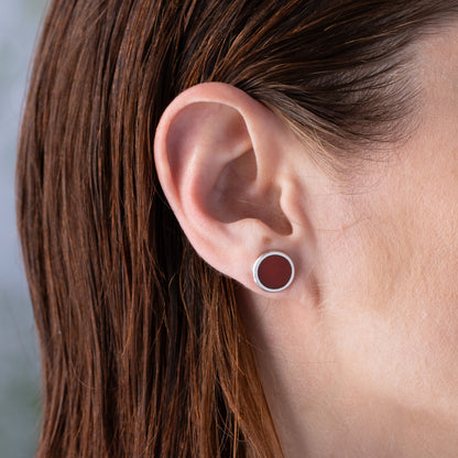 ear silver studs karnelian