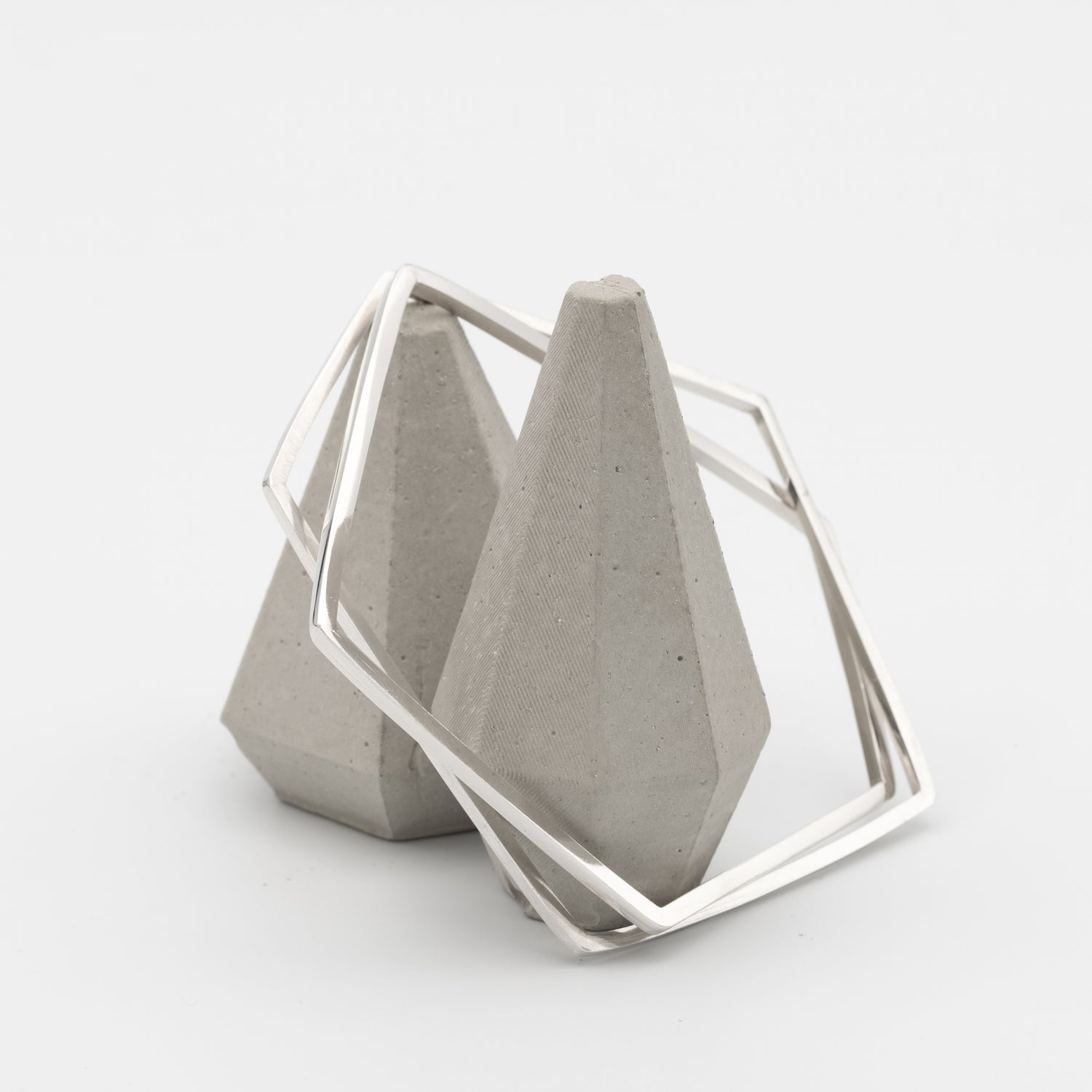 minimal silver polygone bangles