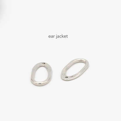 Silver ear jacket on a white background with &