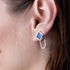 square earring studs lapis lazuli with oval shape silver ear jacket